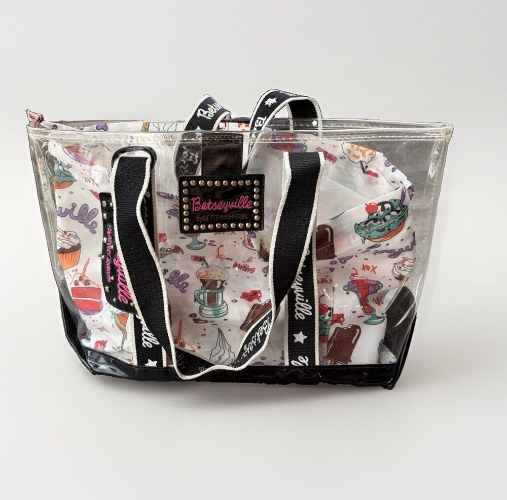 Betseyville Betsey Johnson Clear Tote Bag Sweets Ice Cream Dessert Y2K Purse